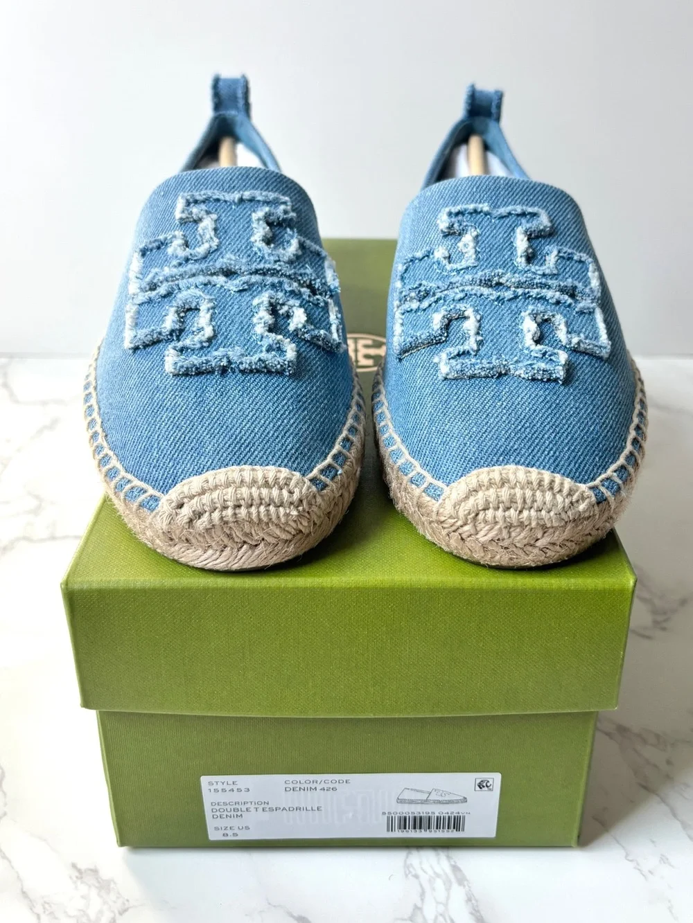 New Tory Burch Women’s Denim Espadrille Flats Size 8.5 M - Picture 2 of 10